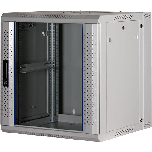 Rockstable 12HE Netzwerkschrank, Serverschrank - 19 Zoll Wandmontage - (BxTxH) 600x600x637mm mit Glastür - Weiß - Abschließbar - Vormontiert - Traglast 60kg von Rockstable