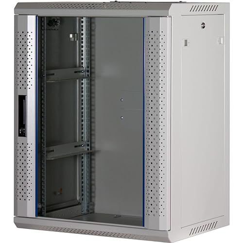 Rockstable 15HE Netzwerkschrank, Serverschrank - 19 Zoll Wandmontage - (BxTxH) 600x440x770mm mit Glastür - Weiß - Abschließbar - Vormontiert - Traglast 60kg von Rockstable