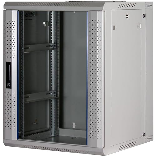 Rockstable 15HE Netzwerkschrank, Serverschrank - 19 Zoll Wandmontage - (BxTxH) 600x600x770mm mit Glastür - Weiß - Abschließbar - Vormontiert - Traglast 60kg von Rockstable
