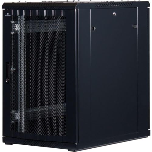 Rockstable 18HE 19 Zoll Serverschrank Netzwerkschrank (BxTxH) 600x800x900mm mit Gitternetztüren - Türanschlag wechselbar - Türen und Seitenwände abnehmbar und verschließbar - Schwarz (RAL 9005) von Rockstable