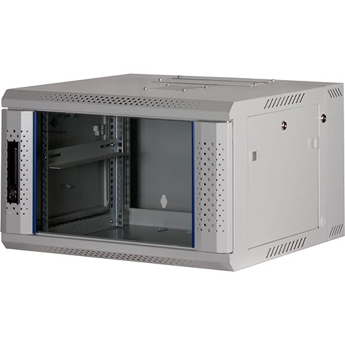 Rockstable 6HE Netzwerkschrank, Serverschrank - 19 Zoll Wandmontage - (BxTxH) 600x600x370mm mit Glastür - Weiß - Abschließbar - Vormontiert - Traglast 60kg von Rockstable