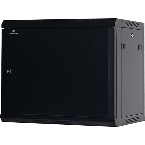 Rockstable 9HE Netzwerkschrank, Serverschrank - 19 Zoll Wandmontage - (BxTxH) 600x440x503mm mit Stahltür - Schwarz - Abschließbar - Vormontiert - Traglast 60kg von Rockstable