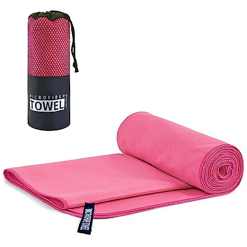 Rocky Green Doppelseitiges Fleece-Sporthandtuch aus Mikrofaser, schnell trocknend, saugfähig, tragbar, Yoga, Fitness, Badetuch (50 x 120 cm, rot) von Rocky Green