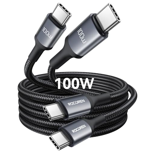 Rocoren USB C Kabel 100W [ 2Stück 2M+2M ] PD3.0 Schnellladekabel USB C auf USB C, Nylon Geflochten Ladekabel für Handy iPhone 16 15 Pro Max Galaxy S25 S24 S23 Ultra Pixel iPad MacBook Pro Air von Rocoren