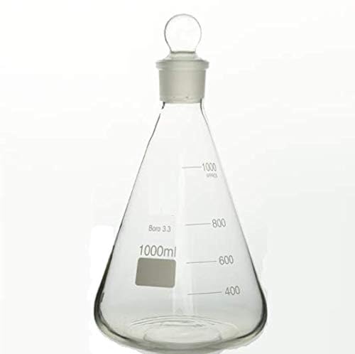 Rocwing Boro 3.3 Glas Erlenmeyerkolben mit Stopfen für Labor (1000ml) von Rocwing