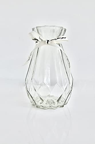 Rocwing Geriffelte Glasvase, 15 cm hoch, Diamantform, mehrfarbig – transparent von Rocwing