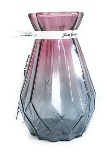 Rocwing Gerippte Glasvase, 15 cm hoch, Diamantform, mehrfarbig, Rot und Grau von Rocwing