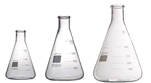 Rocwing Konisch Erlenmeyer Messkolben aus Borosilikatglas 3.3 (1000m+2000ml+3000ml) von Rocwing