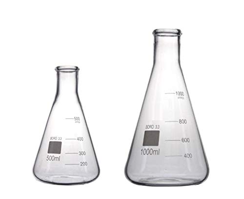 Rocwing Konisch Erlenmeyer Messkolben aus Borosilikatglas 3.3 (500ml+1000ml) von Rocwing