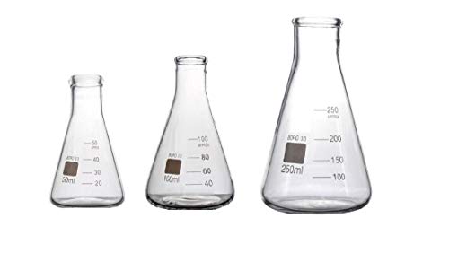 Rocwing Konisch Erlenmeyer Messkolben aus Borosilikatglas 3.3 (50ml+100ml+250ml) von Rocwing