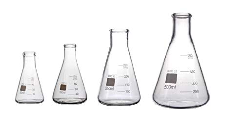 Rocwing Konisch Erlenmeyer Messkolben aus Borosilikatglas 3.3 (50ml+100ml+250ml+500ml) von Rocwing