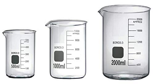 Rocwing - Messbecher aus Borosilicate 3.3 Glas (500ml+1000ml+2000ml) von Rocwing