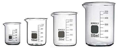 Rocwing - Messbecher aus Borosilicate 3.3 Glas (50ml+100ml+250ml+500ml) von Rocwing