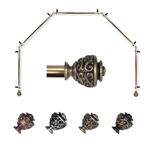 Rod Desyne Eleanor Gardinenstange für Erkerfenster, 5-seitig, 71,1–121,9 cm auf jeder Seite), antikes Messing von Rod Desyne