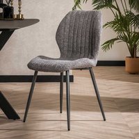 Polsterstühle Esszimmer Grau aus Boucle Stoff Gestell aus Metall (4er Set) von Rodario