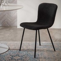 4 Esstisch Stühle schwarz aus Boucle Stoff und Metall 44 cm breit (4er Set) von Rodario