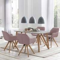 Esszimmer Sitzgruppe im Skandi Design vier Stühle (fünfteilig) von Rodario