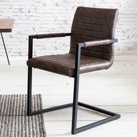 Armlehnen Freischwinger Stühle in Dunkelbraun Kunstleder Industriedesign (2er Set) von Rodario