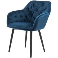 Armlehnstuhl in Blau Samt Retro Design von Rodario