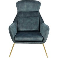Ausgefallener Sessel aus Samtvelours Blau Metall Messingfarben von Rodario