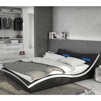 Design Bett in Schwarz und Weiß Kunstleder LED Beleuchtung von Rodario