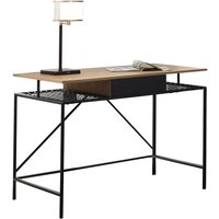 Design Schreibtisch in Holz Naturfarben Schwarz von Rodario