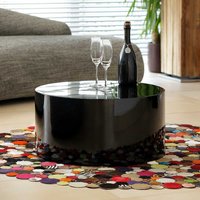 Design Sofatisch in Schwarz Hochglanz Zylinderform von Rodario