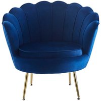 Designer Sessel Blau in Muschelform Retro Samt und Metall von Rodario