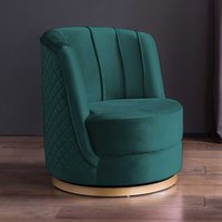 Drehbarer Sessel Retro Stil aus Samt Petrol und Goldfarben von Rodario