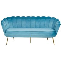 Dreisitzer Muschel Couch in Blau und Goldfarben Samt von Rodario