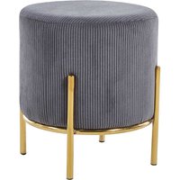 Hocker mit Metallgestell in Grau Cord Goldfarben von Rodario