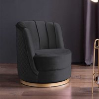 Lounge Sessel drehbar Samt in Schwarz und Goldfarben Retrostil von Rodario