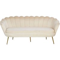 Muschel Dreisitzer Couch in Beige und Goldfarben Samt von Rodario