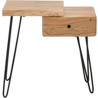 Nachttisch aus Akazie Massivholz und Metall Baumkante von Rodario