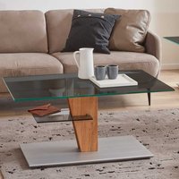 Rechteckiger Design Couchtisch mit Rauchglasplatte höhenverstellbar und auf Rollen von Rodario