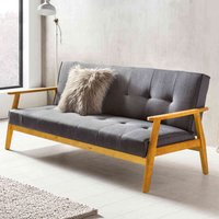 Retro Couch in Dunkelgrau Webstoff Schlaffunktion von Rodario