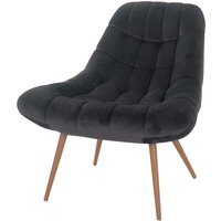 Retro Lounge Sessel in Dunkelgrau Samt 50 cm Sitzhöhe von Rodario