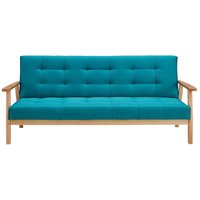 Retro Sofa in Petrol Webstoff Rücken-Klappmechanik von Rodario