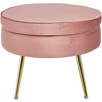 Runder Hocker in Rosa und Goldfarben Vierfußgestell aus Metall von Rodario