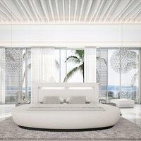 Rundes Polsterbett in Weiß Kunstleder LED Beleuchtung von Rodario