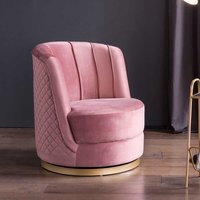 Samt Polster Sessel Rosa mit drehbarem Sockel Retrostil von Rodario