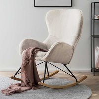 Schaukelsessel Skandi Stil in Beige Webplüsch 70 cm breit von Rodario