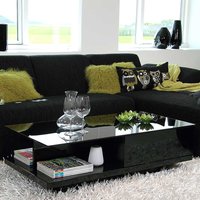 Sockel Couchtisch in Hochglanz Schwarz 120 cm breit von Rodario