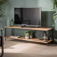 TV Bank aus Akazie Massivholz und Metall 150 cm breit von Rodario