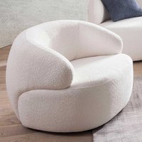 Weißer Polstersessel im Skandi Design Boucle Stoff Bezug von Rodario