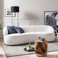 Weißes Dreisitzer Sofa im Skandi Design Boucle Stoff Bezug von Rodario