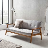 Zweier Sofa in Hellgrau Webstoff Schlaffunktion von Rodario