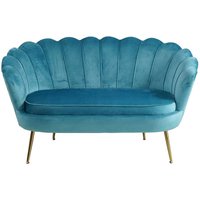 Zweisitzer Sofa in Blau Samt muschelförmig von Rodario