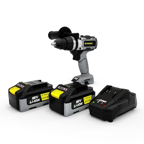 Rodcraft RC9042K4 Werkzeug-Set: 1x Akku-Bohrmaschine RC9042, bis 13 mm, 500-2000 U/min, LED-Licht, mit 2x 4Ah Akku, 1x Ladegerät,1x Stofftasche von Rodcraft