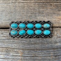 Antikes Silbernes Rechteck-Türkis-Concho 2 "W216 von RodeoDriveConchos
